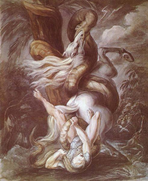 Henry Fuseli Horseman attacked by a giant snake china oil painting image